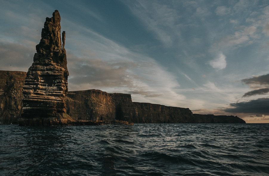 the cliffs of moher at sunset
